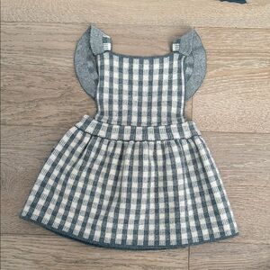Zara Baby Gray and White Checkered Pinafore Dress 12-18 months